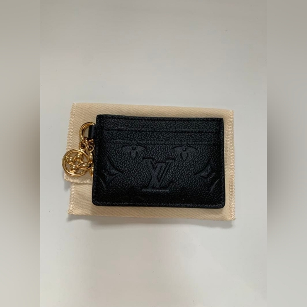 Louis Vuitton Black Monogram Empreinte Card Holder with Gold Charm - Picture 2 of 7